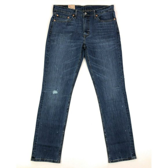 Levi's Other - Levis 511 Slim Fit Tapered Leg Mens 36x34 Blue Jeans Distressed Denim Red Tab